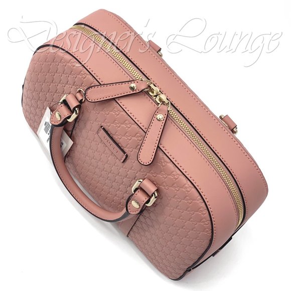 NEW GUCCI Micro GG Guccissima BREE Soft Pink Leather Medium Boston Bag $1,690 - Picture 11 of 16